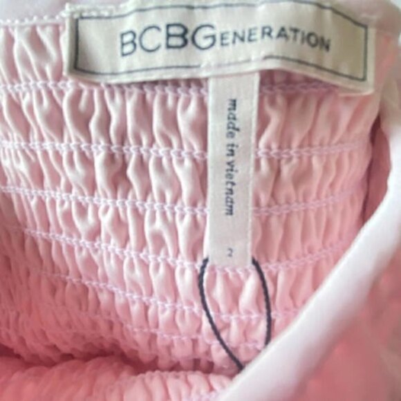 BCBGeneration Women’s Sz 2 Smocked Pink Tiered Ruffle Dress NWT - Picture 8 of 12